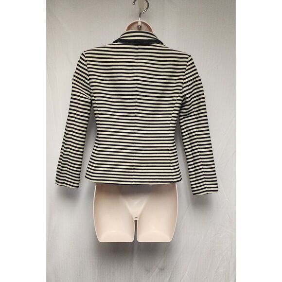 Ann Taylor LOFT Long Sleeve Blue & Beige Striped Blazer Jacket-Size 2 - Picture 4 of 8